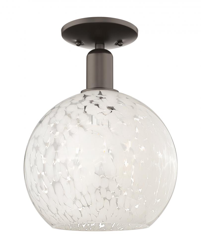 White Mouchette - 1 Light - 10 inch - Oil Rubbed Bronze - Semi-Flush Mount