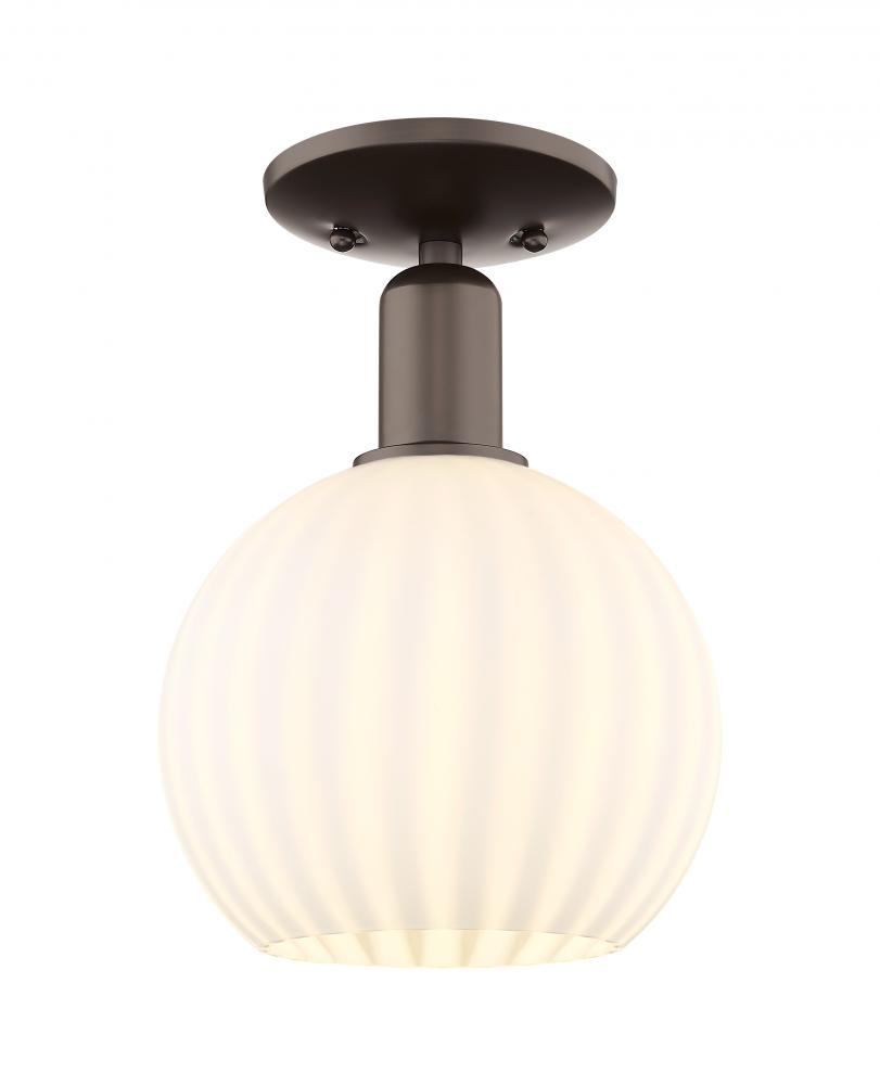 White Venetian - 1 Light - 8 inch - Oil Rubbed Bronze - Semi-Flush Mount