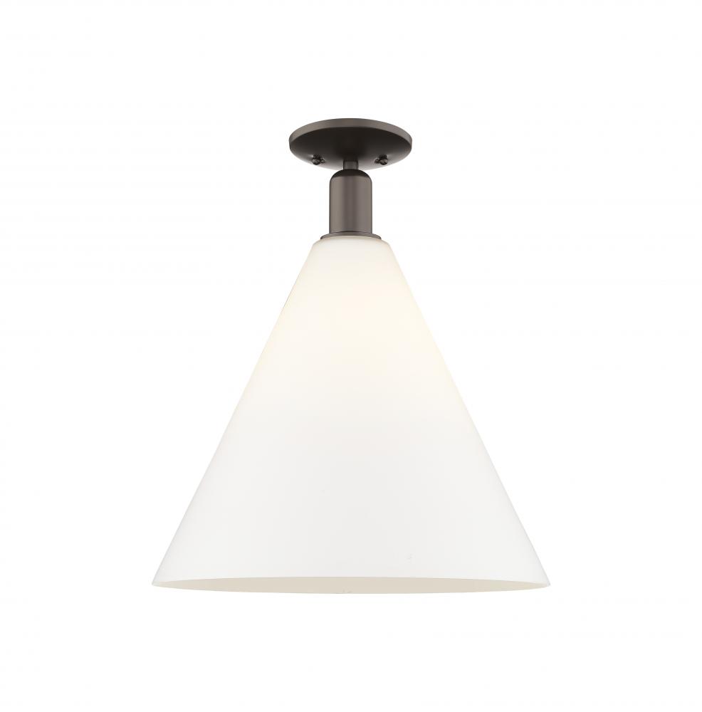 Berkshire Glass - 1 Light - 16 inch - Oil Rubbed Bronze - Semi-Flush Mount