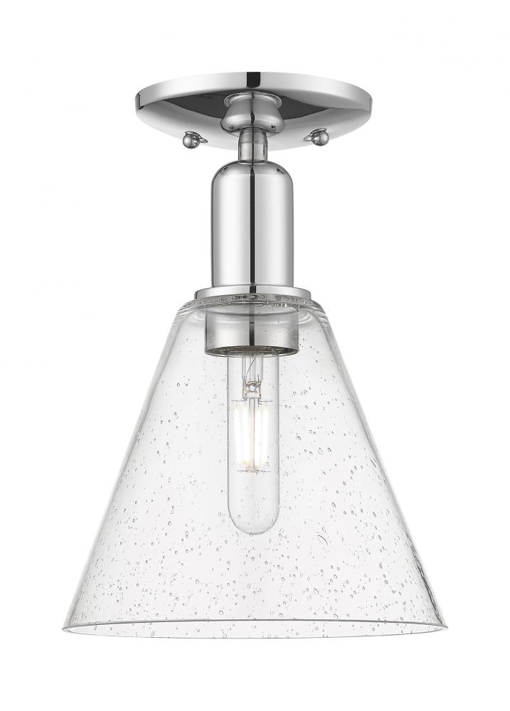 Berkshire Glass - 1 Light - 8 inch - Polished Chrome - Semi-Flush Mount