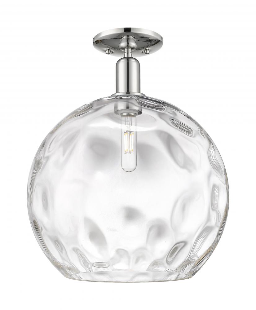 Athens Water Glass - 1 Light - 13 inch - Polished Nickel - Semi-Flush Mount