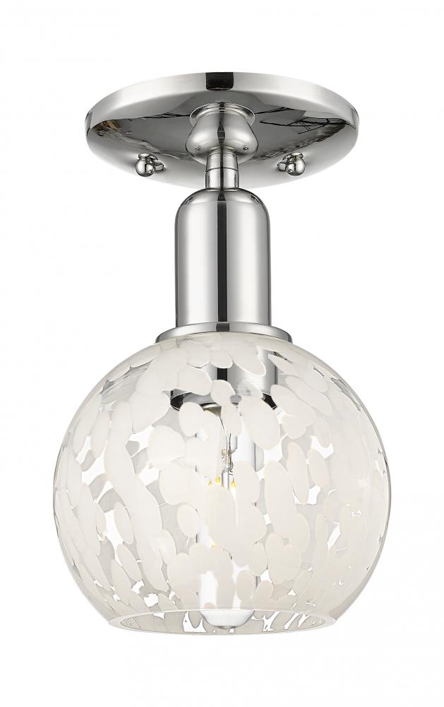 White Mouchette - 1 Light - 6 inch - Polished Nickel - Semi-Flush Mount