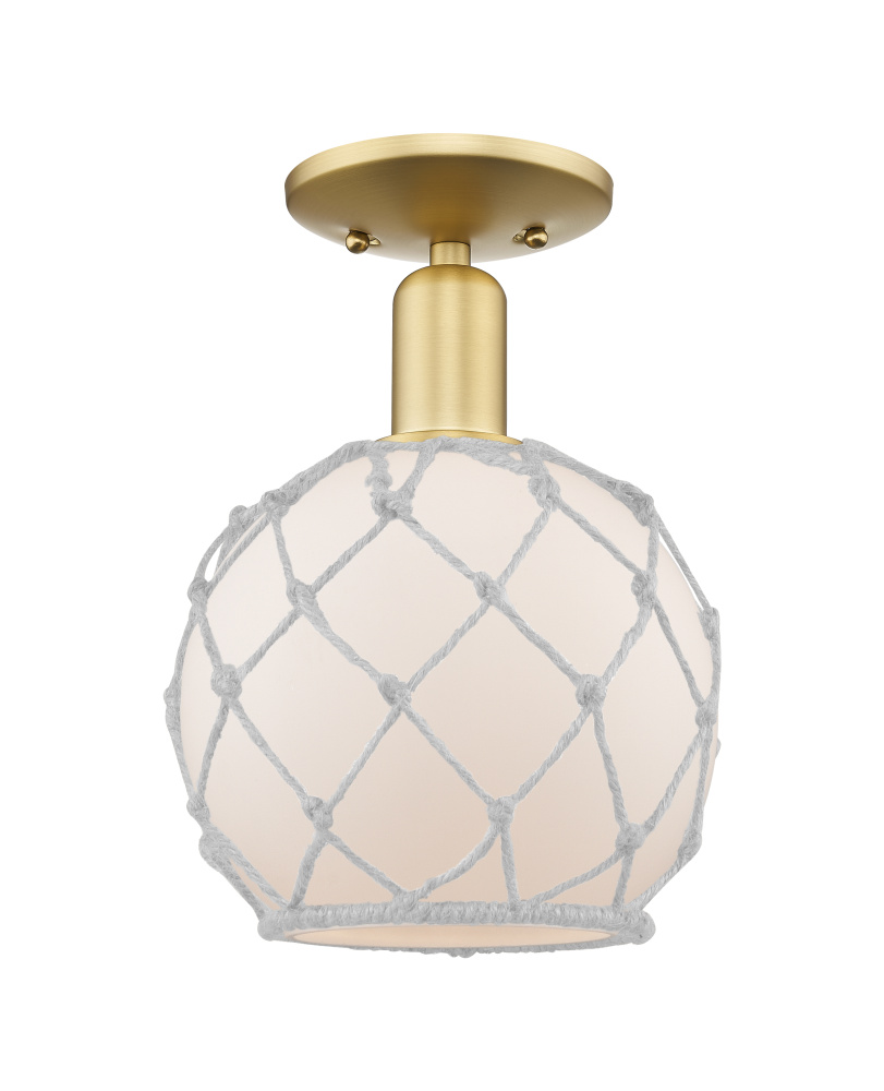 Farmhouse Rope - 1 Light - 8 inch - Satin Gold - Semi-Flush Mount