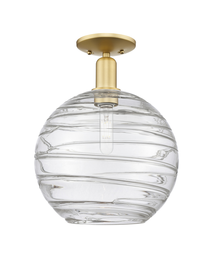 Athens Deco Swirl - 1 Light - 12 inch - Satin Gold - Semi-Flush Mount