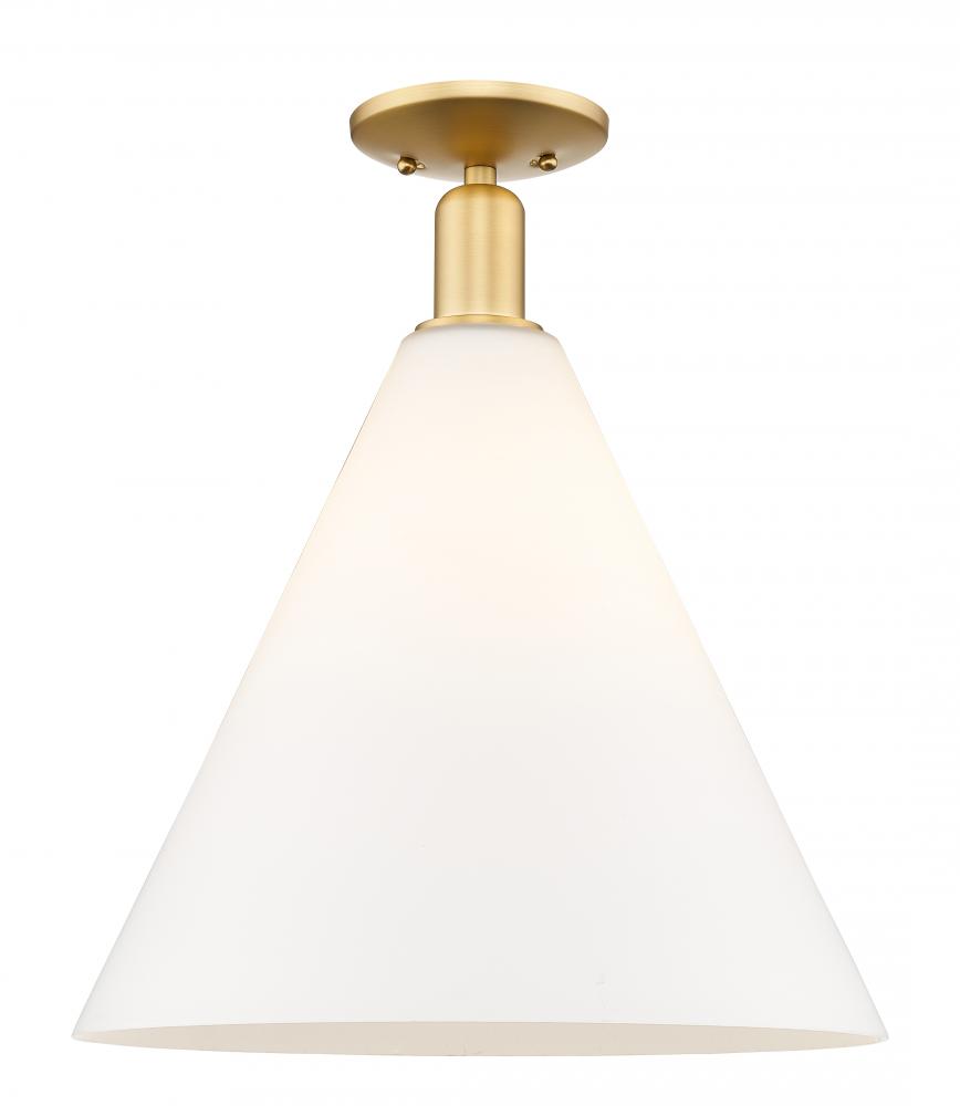 Berkshire Glass - 1 Light - 16 inch - Satin Gold - Semi-Flush Mount