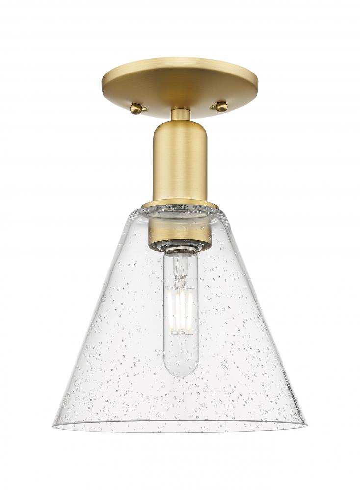 Berkshire Glass - 1 Light - 8 inch - Satin Gold - Semi-Flush Mount