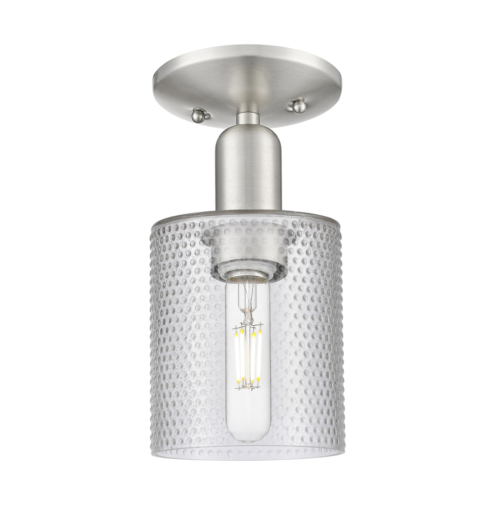 Cobbleskill - 1 Light - 5 inch - Brushed Satin Nickel - Semi-Flush Mount