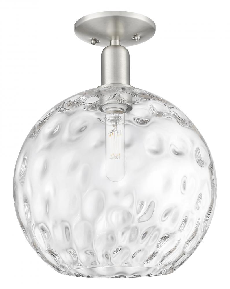 Athens Water Glass - 1 Light - 12 inch - Brushed Satin Nickel - Semi-Flush Mount
