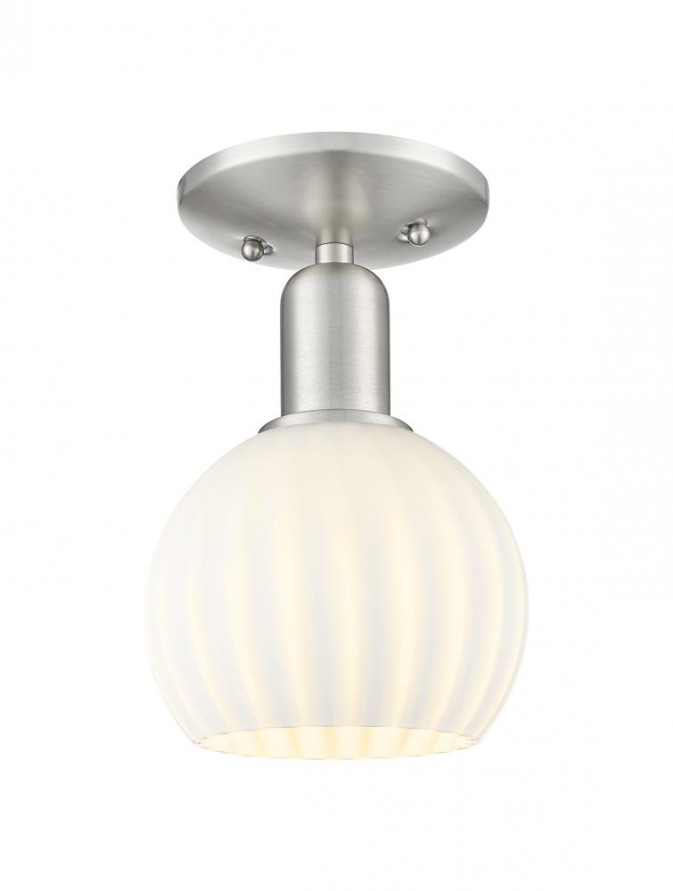 White Venetian - 1 Light - 6 inch - Brushed Satin Nickel - Semi-Flush Mount