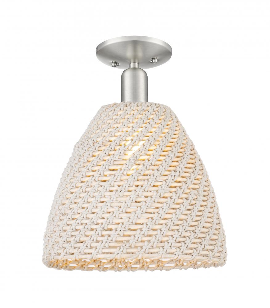 Bristol Natural - 1 Light - 6 inch - Brushed Satin Nickel - Semi-Flush Mount