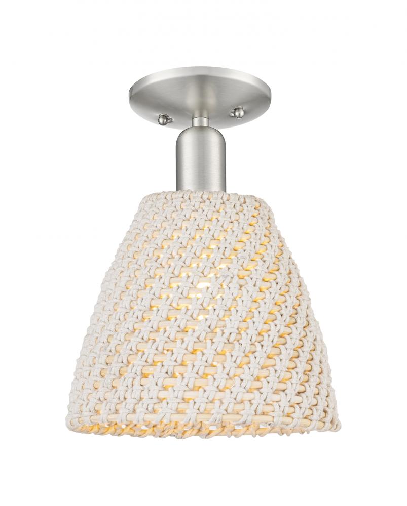 Bristol Natural - 1 Light - 6 inch - Brushed Satin Nickel - Semi-Flush Mount