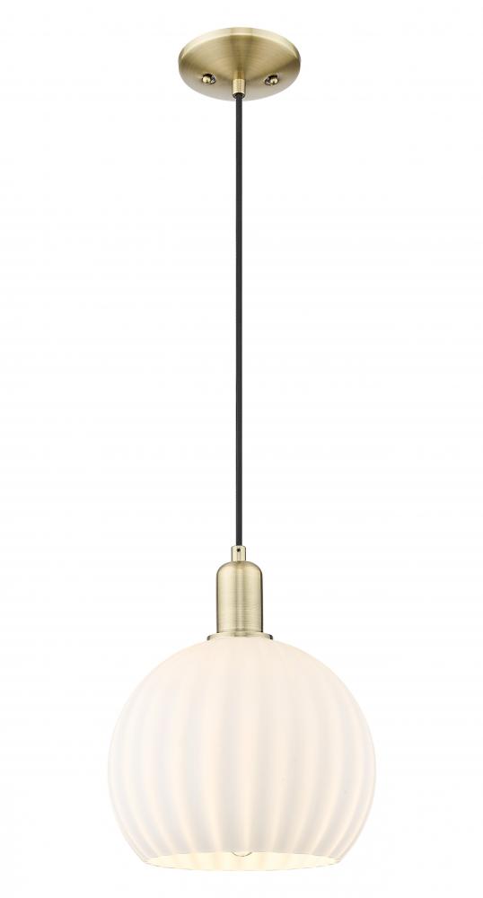 White Venetian - 1 Light - 10 inch - Champagne Bronze - Cord hung - Mini Pendant