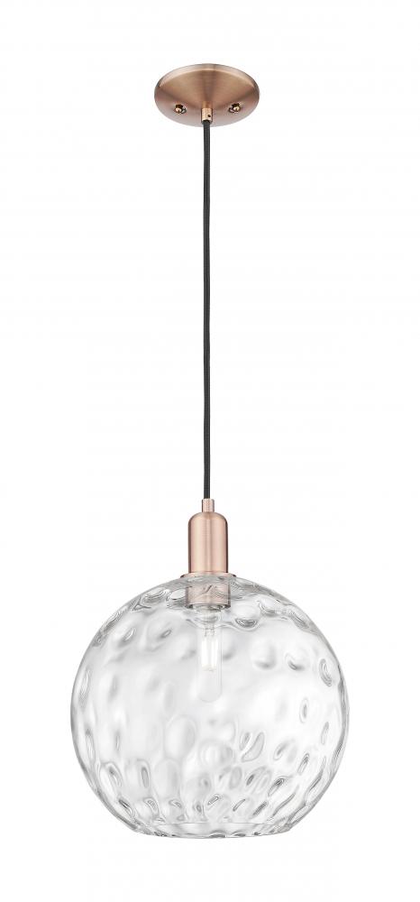 Athens Water Glass - 1 Light - 12 inch - Antique Copper - Cord hung - Mini Pendant