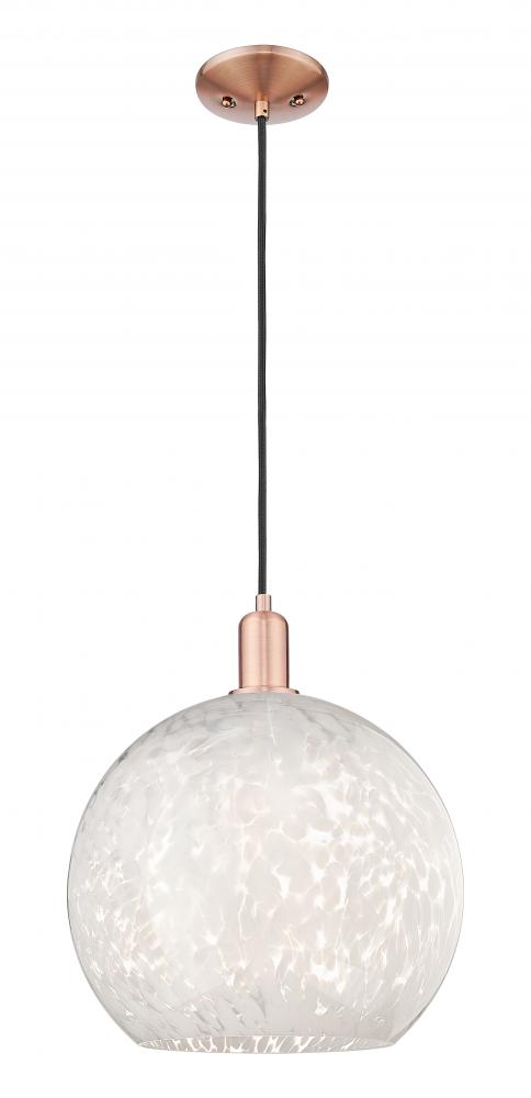 White Mouchette - 1 Light - 14 inch - Antique Copper - Cord hung - Mini Pendant