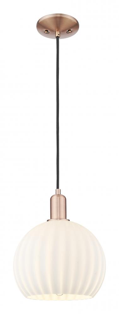 White Venetian - 1 Light - 10 inch - Antique Copper - Cord hung - Mini Pendant