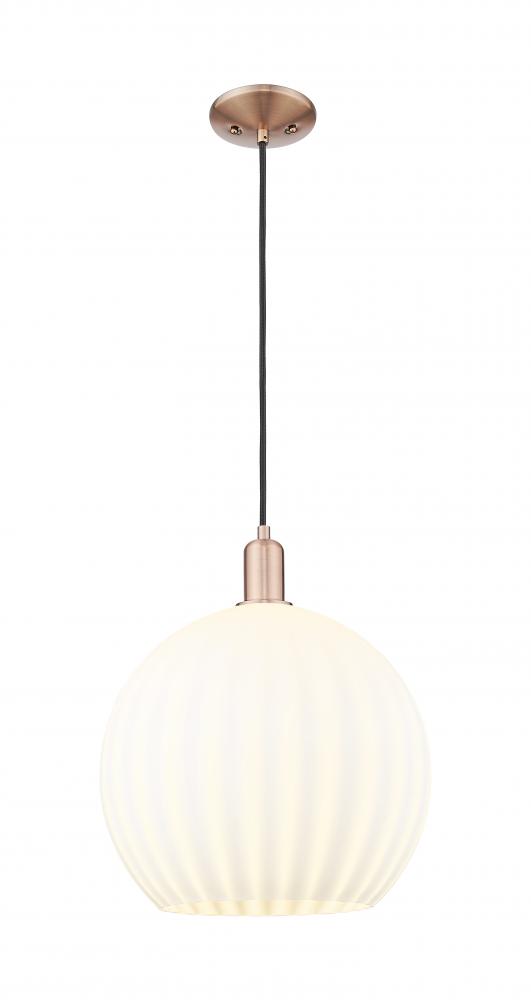 White Venetian - 1 Light - 14 inch - Antique Copper - Cord hung - Mini Pendant