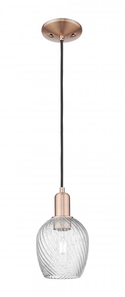 Salina - 1 Light - 6 inch - Antique Copper - Cord hung - Mini Pendant