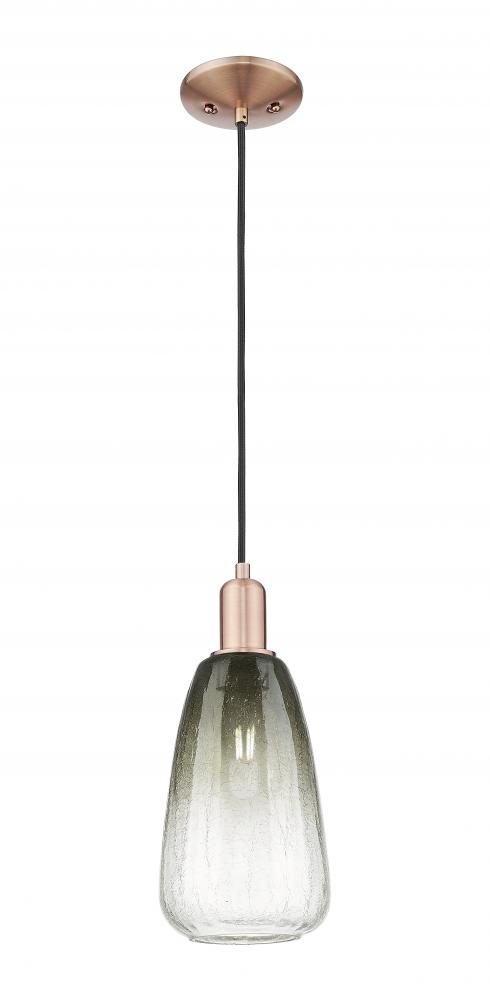 Brookhaven Almond - 1 Light - 6 inch - Antique Copper - Cord hung - Mini Pendant