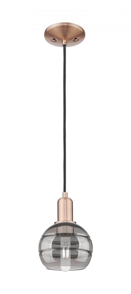 Rochester - 1 Light - 6 inch - Antique Copper - Cord hung - Mini Pendant