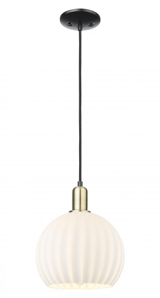 White Venetian - 1 Light - 10 inch - Black Antique Brass - Cord hung - Mini Pendant