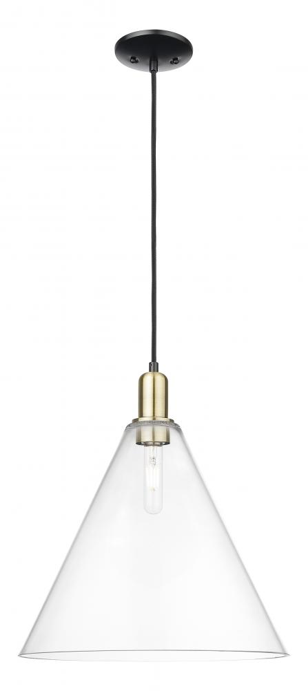 Berkshire Glass - 1 Light - 16 inch - Black Antique Brass - Cord hung - Mini Pendant