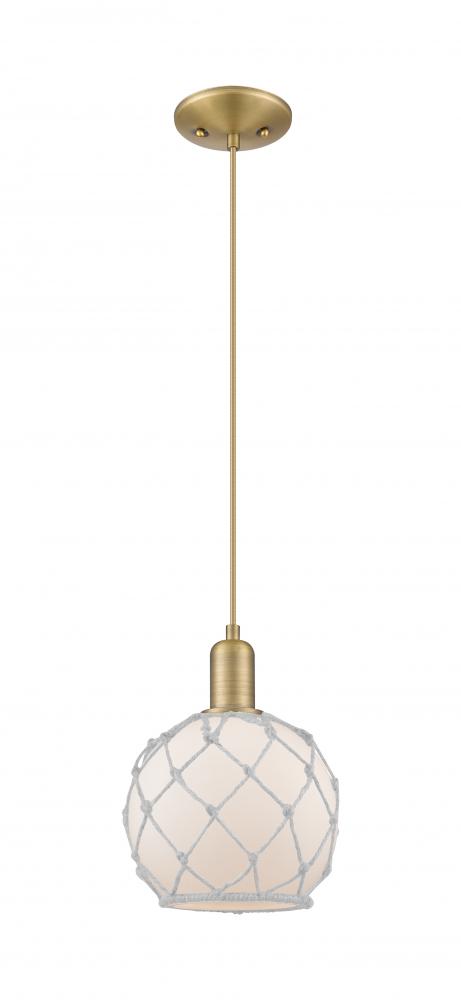 Farmhouse Rope - 1 Light - 8 inch - Brushed Brass - Cord hung - Mini Pendant