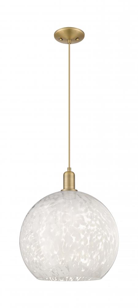 White Mouchette - 1 Light - 14 inch - Brushed Brass - Cord hung - Mini Pendant