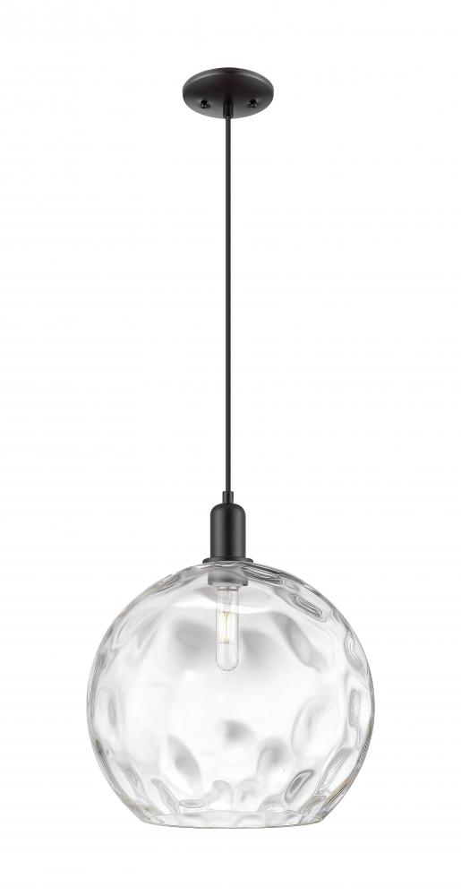 Athens Water Glass - 1 Light - 13 inch - Matte Black - Cord hung - Mini Pendant