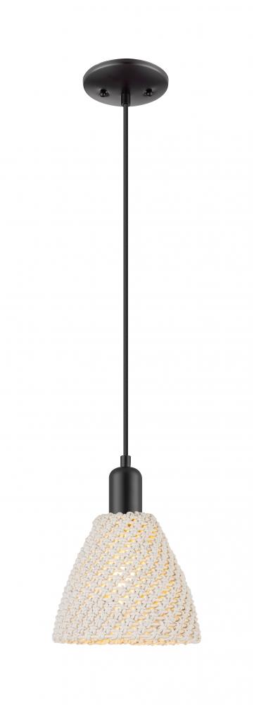 Bristol Natural - 1 Light - 6 inch - Matte Black - Cord hung - Mini Pendant