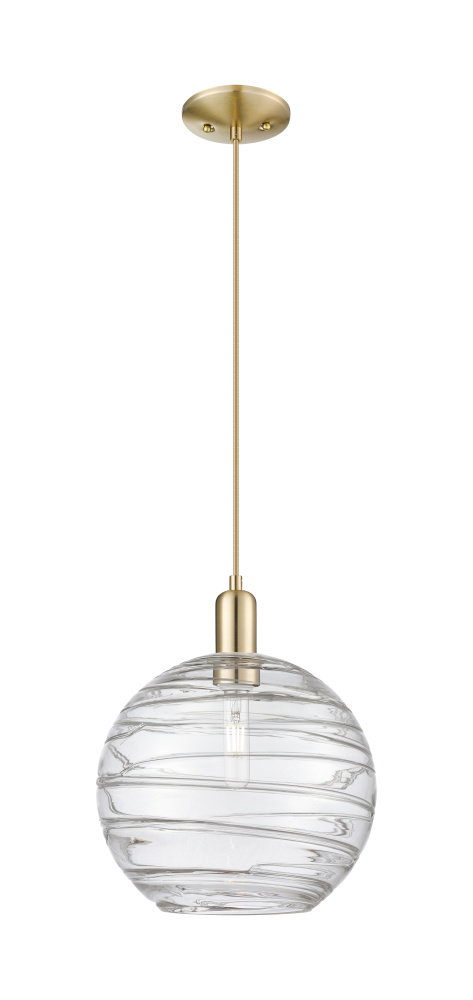 Athens Deco Swirl - 1 Light - 12 inch - Champagne Bronze - Cord hung - Mini Pendant
