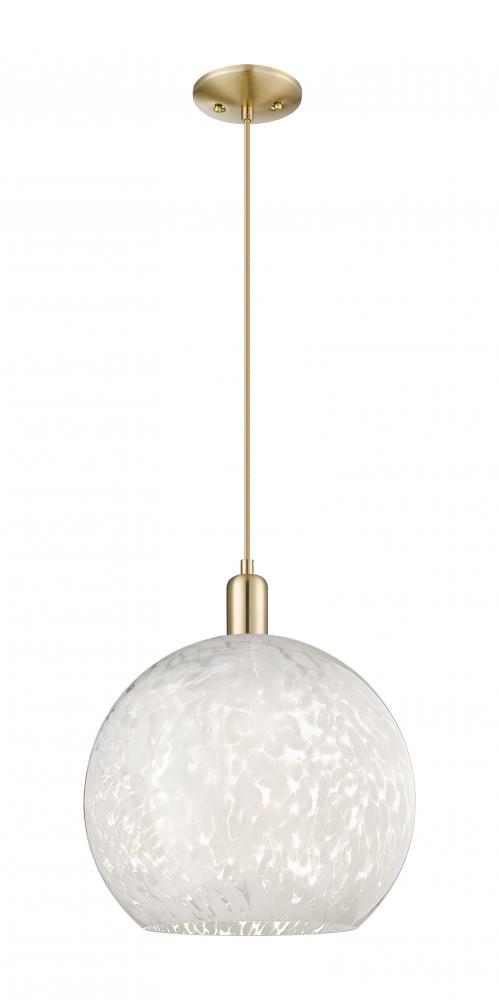 White Mouchette - 1 Light - 14 inch - Champagne Bronze - Cord hung - Mini Pendant