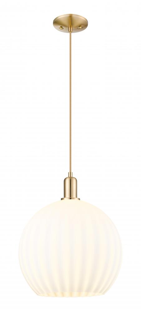 White Venetian - 1 Light - 14 inch - Champagne Bronze - Cord hung - Mini Pendant
