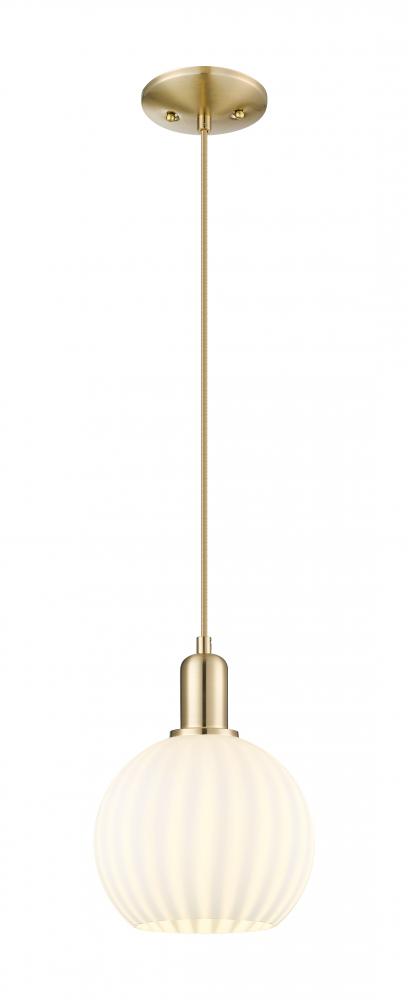 White Venetian - 1 Light - 8 inch - Champagne Bronze - Cord hung - Mini Pendant