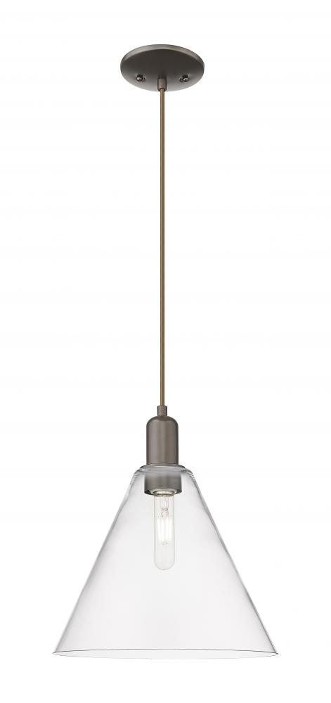 Berkshire Glass - 1 Light - 12 inch - Oil Rubbed Bronze - Cord hung - Mini Pendant