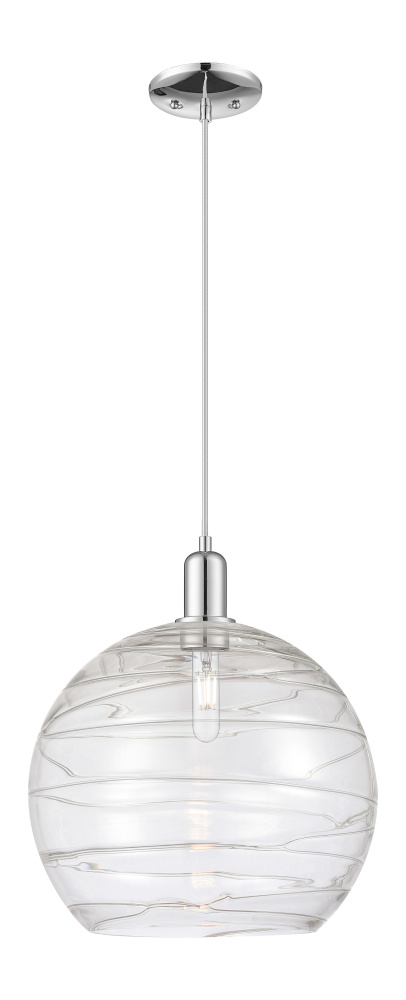 Athens Deco Swirl - 1 Light - 14 inch - Polished Chrome - Cord hung - Mini Pendant