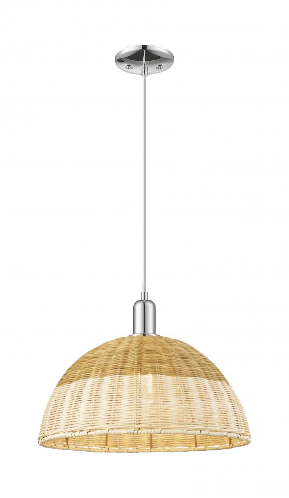 Natural Ballston Dome - 1 Light - 6 inch - Polished Chrome - Cord hung - Mini Pendant