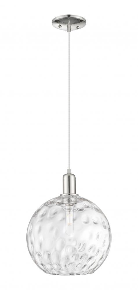 Athens Water Glass - 1 Light - 12 inch - Polished Nickel - Cord hung - Mini Pendant