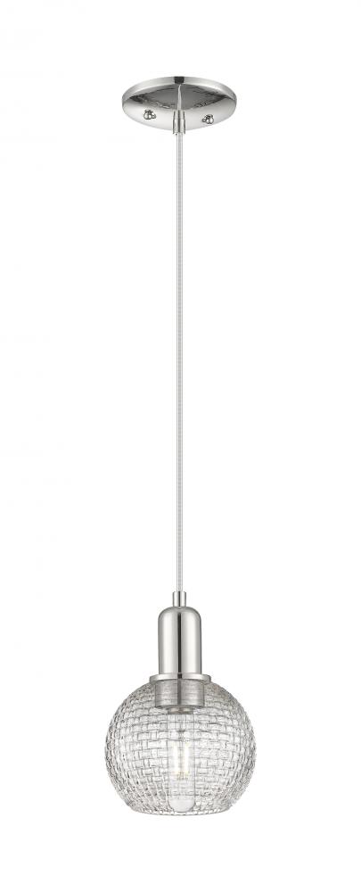 Athens - 1 Light - 6 inch - Polished Nickel - Cord hung - Mini Pendant