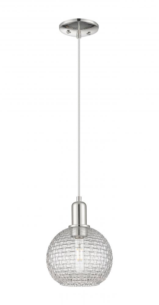 Athens - 1 Light - 8 inch - Polished Nickel - Cord hung - Mini Pendant