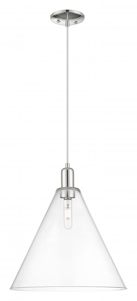 Berkshire Glass - 1 Light - 16 inch - Polished Nickel - Cord hung - Mini Pendant