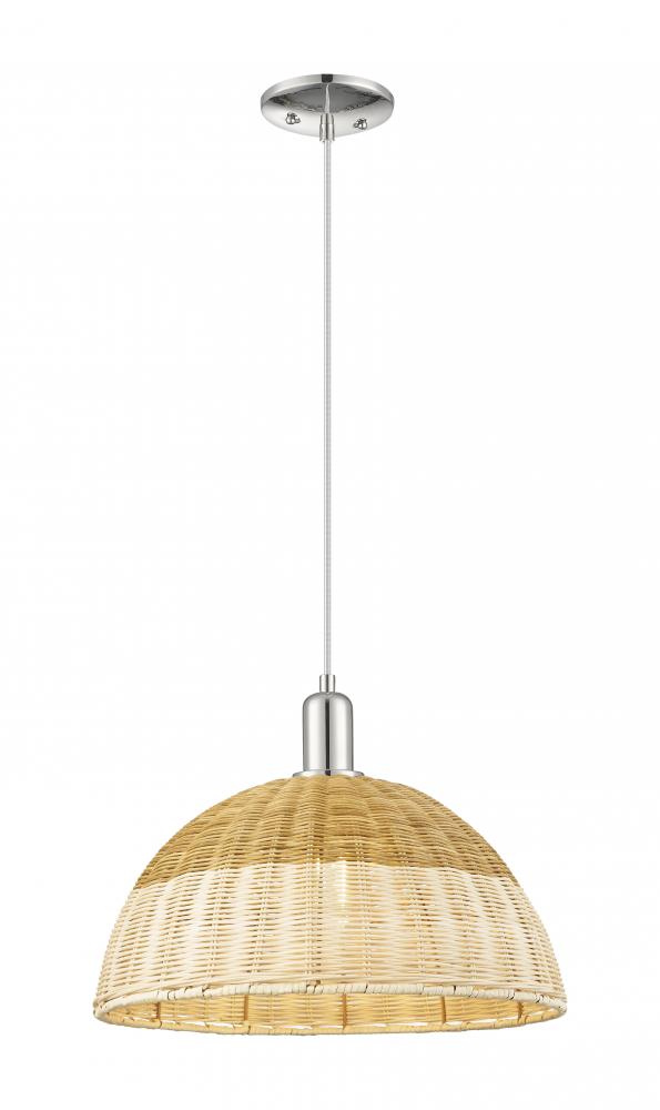 Natural Ballston Dome - 1 Light - 6 inch - Polished Nickel - Cord hung - Mini Pendant