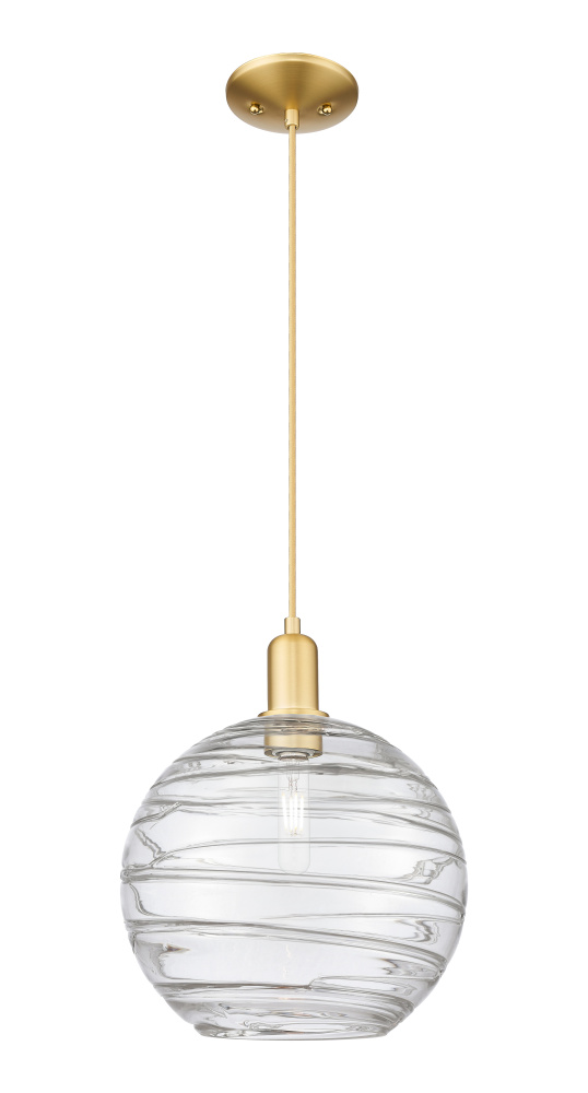 Athens Deco Swirl - 1 Light - 12 inch - Satin Gold - Cord hung - Mini Pendant