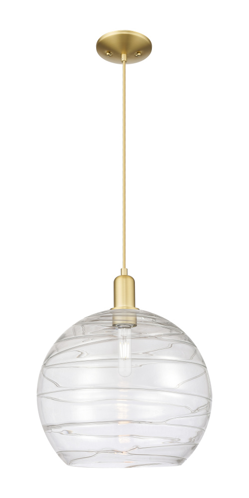 Athens Deco Swirl - 1 Light - 14 inch - Satin Gold - Cord hung - Mini Pendant