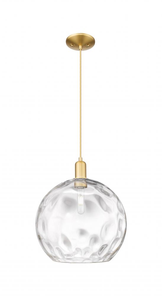 Athens Water Glass - 1 Light - 13 inch - Satin Gold - Cord hung - Mini Pendant