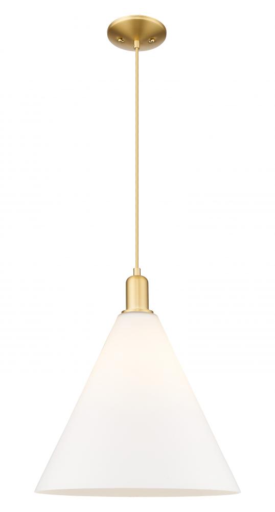 Berkshire Glass - 1 Light - 16 inch - Satin Gold - Cord hung - Mini Pendant