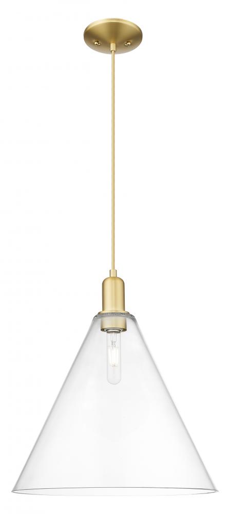Berkshire Glass - 1 Light - 16 inch - Satin Gold - Cord hung - Mini Pendant