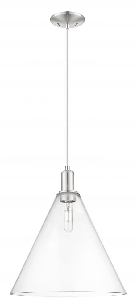 Berkshire Glass - 1 Light - 16 inch - Brushed Satin Nickel - Cord hung - Mini Pendant