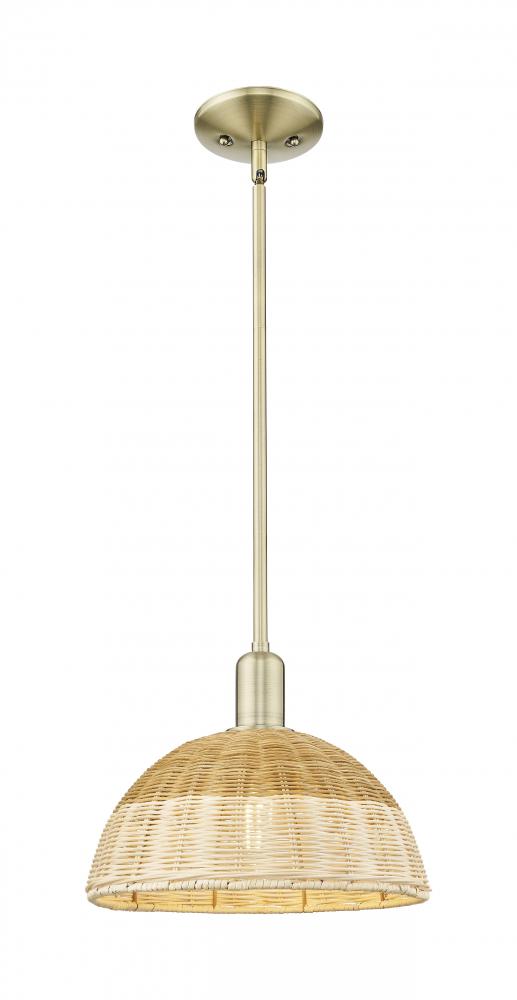 Natural Ballston Dome - 1 Light - 6 inch - Antique Brass - Mini Pendant