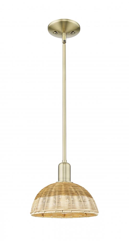 Natural Ballston Dome - 1 Light - 6 inch - Antique Brass - Mini Pendant