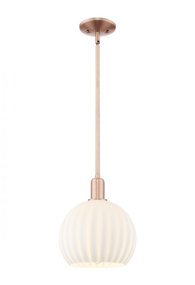 White Venetian - 1 Light - 10 inch - Antique Copper - Stem hung - Mini Pendant
